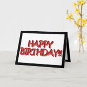 Glassy Red Happy Birthday Text Afbeelding Kaart (Gele Bloem)
