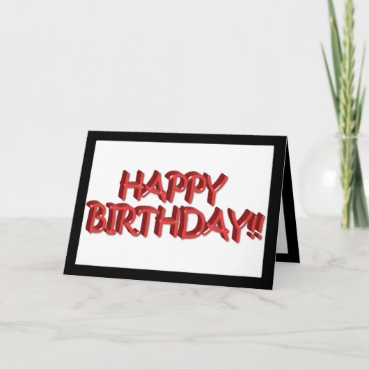 Glassy Red Happy Birthday Text Afbeelding Kaart (Voorkant)