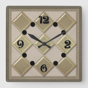 Glastegel 3D beige kleur Vierkante Klok