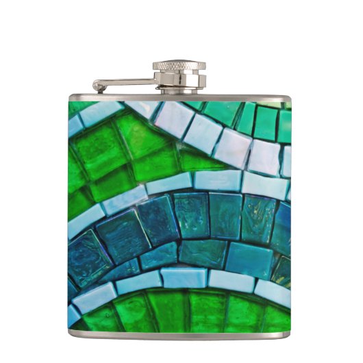 Glastegel Mozaïek RVS Fles Heupfles (Voorkant)