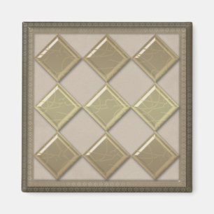 Glastegels 3D-beige kleur Magneet