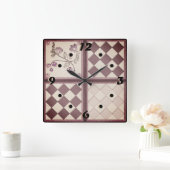 Glastegels 3D paarse kleur Vierkante Klok (Huis)