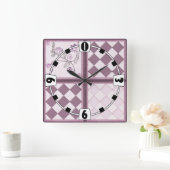 Glastegels 3D paarse kleur Vierkante Klok (Huis)