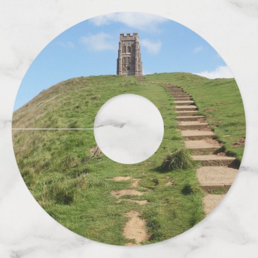 Glastonbury Tor Path Papier Wijnglas Labels (Achterkant)