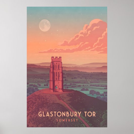 Glastonbury Tor Reisposter Poster (Voorkant)