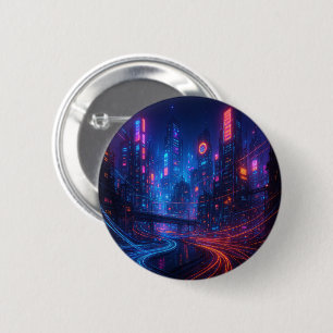 Glasvezel stadsgezicht ronde button 5,7 cm