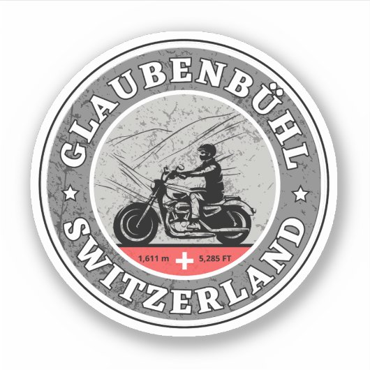 Glaubenbüelen passeren zwitserse motortournee sticker (Voorkant)