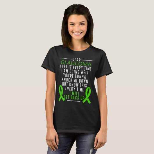 Glaucoma Awareness I will back up up Glaucoma T-shirt (Voorkant volledig)