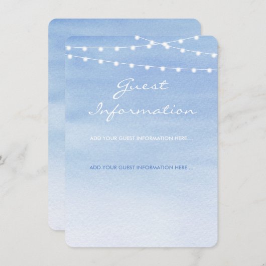 Glaucous Blue Waterverf String Lights Informatiekaartje (Voorkant / Achterkant)