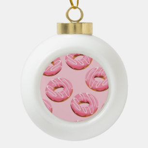 Glazed Donuts Naadloze Achtergrond Keramische Bal Ornament