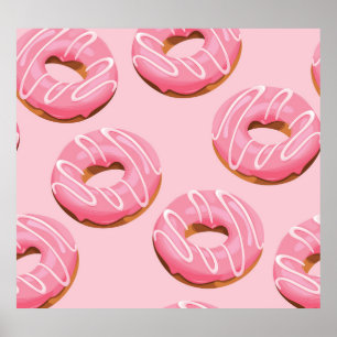 Glazed Donuts Naadloze Achtergrond Poster