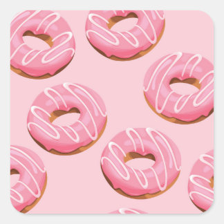 Glazed Donuts Naadloze Achtergrond Vierkante Sticker
