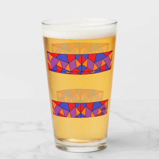 Glazen Beker : Abstract Ontwerp (Voorkant gevuld)