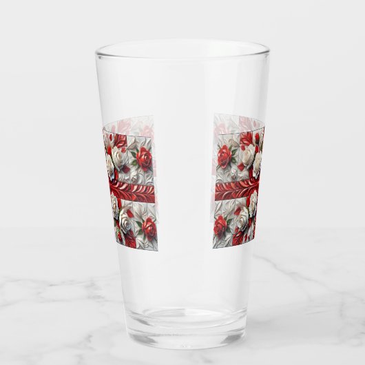Glazen beker met Engelse Rozen Design (Rechts)