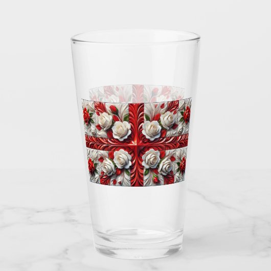 Glazen beker met Engelse Rozen Design (Voorkant)