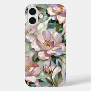 Glazen Bloem iPhone Hoesje Roze Gouden Bloem