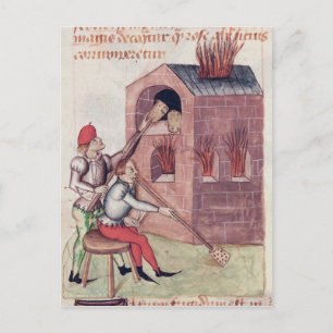 Glazen blowers, van "Tractatus de Herbis" Briefkaart