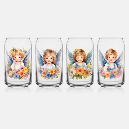 Glazen Drinkware Set 4 Stks Little Angels (Voorkant)