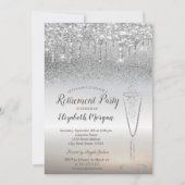Glazen druppels Silver Glitter Bokeh Retirement Kaart (Voorkant)