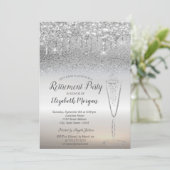 Glazen druppels Silver Glitter Bokeh Retirement Kaart (Staand voorkant)