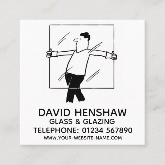 Glazen en Glazend Glazier Vierkante Visitekaartje (Voorkant)