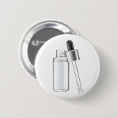 Glazen fles met heldere vloeistof en pipet ronde button 5,7 cm (Voorkant /achterkant)