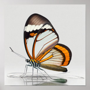 Glazen gevleugelde vlinder Art Print Poster