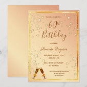 Glazen glazen gouden zeepbellen op 60e verjaardag kaart (Voorkant / Achterkant)