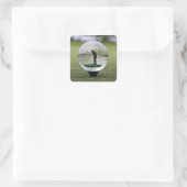 Glazen golfbal met golfspeler binnen, vierkante sticker (Tas)