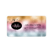 Glazen gradiënt en Splatter Monogram roze ID444 Etiket (Voorkant)