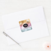 Glazen gradiënt en Splatter Monogram roze ID444 Vierkante Sticker (Envelop)