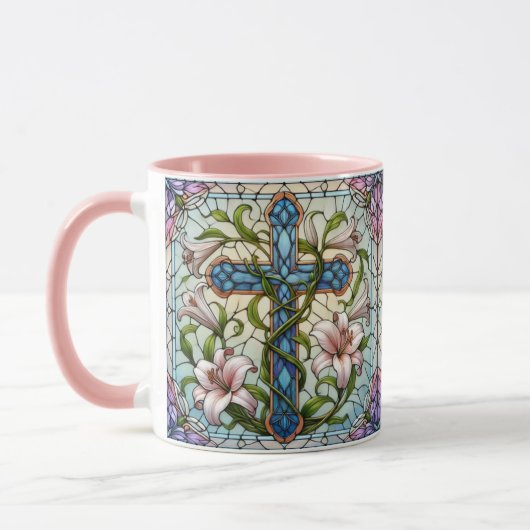 Glazen in lood bloemenkruis mok (Links)