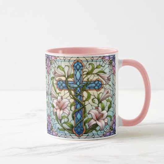 Glazen in lood bloemenkruis mok (Rechts)