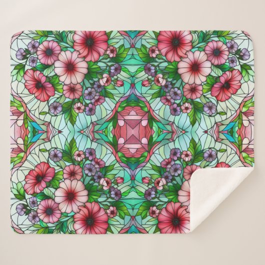 Glazen in lood bloemontwerp sherpa deken (Voorkant (horizontaal))