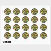 Glazen in lood kaars en hulst ronde sticker (Vel)