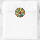 Glazen in lood kaars en hulst ronde sticker (Tas)