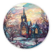 Glazen in lood Kerk Keramische knop (Voorkant)