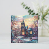 Glazen in lood kerk platte Kaart (blanco achter) (Staand voorkant)