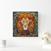 Glazen in lood leeuwenwandklok vierkante klok (Huis)