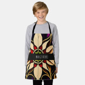 Glazen in lood lelie rood mozaïekpatroon schort (Gedragen)