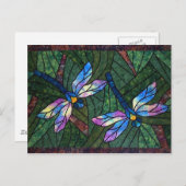 Glazen in lood libellen briefkaart (Voorkant / Achterkant)
