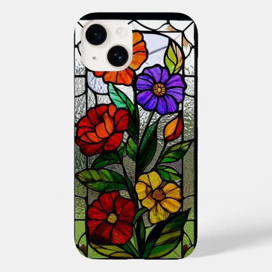 Glazen in lood paneel met levendige bloemen Case-Mate iPhone case (Achterkant)