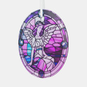 Glazen in lood raam kerstboom engel glas ornament (Voorkant links)