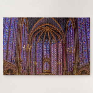 Glazen in lood ramen in Sainte-Chapelle in Parijs Legpuzzel