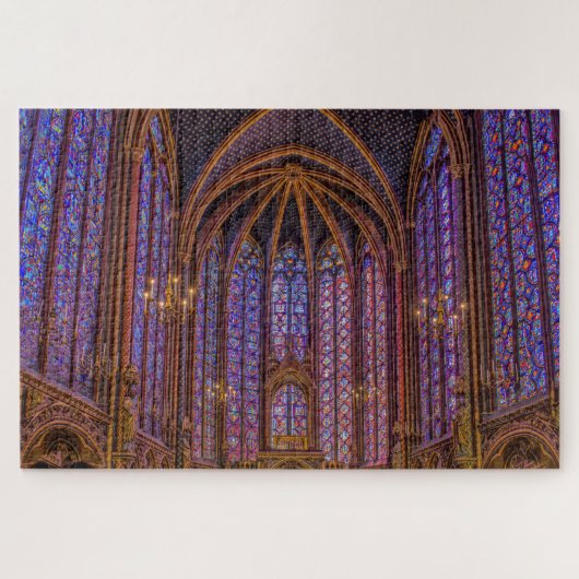 Glazen in lood ramen in Sainte-Chapelle in Parijs Legpuzzel (Horizontaal)
