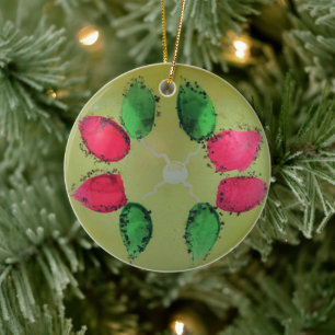 glazen kerstbal Bord groen geschilderd Keramisch Ornament