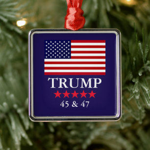 GLAZEN KERSTBAL PRESIDENT DONALD TRUMP METALEN ORNAMENT