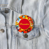 Glazen knikkers  old school kleurrijk ronde button 7,6 cm (In situ)