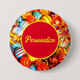 Glazen knikkers  old school kleurrijk ronde button 7,6 cm