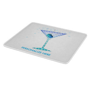 GLAZEN KNOPPEN, BLAUW MARTINI-ONTWERP SNIJPLANK